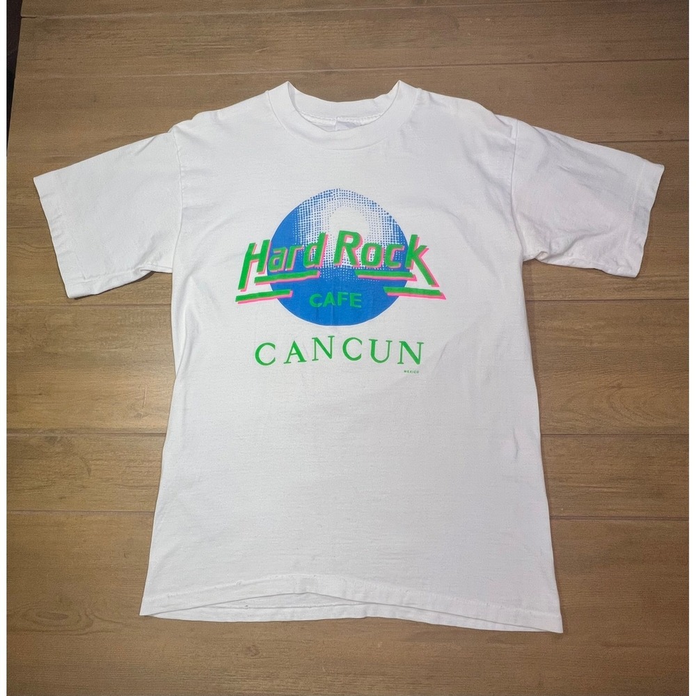 Hard Rock Cafe Cancun vintage single stitch White Graphic Tee Mens Lg Langosta